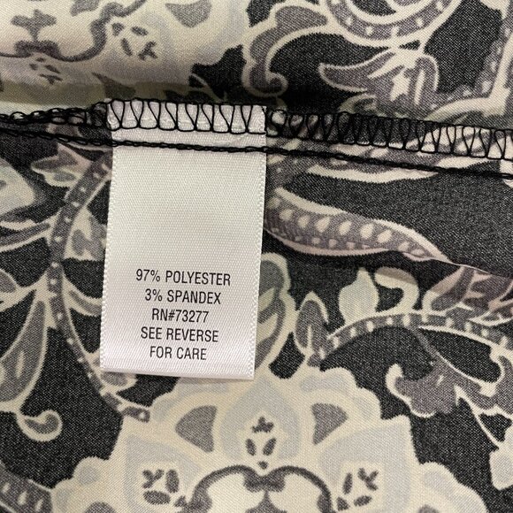 (NWT) CROFT & BARROW Satin Button Down Dress Blouse, Black/Ivory - XL - Picture 9 of 10